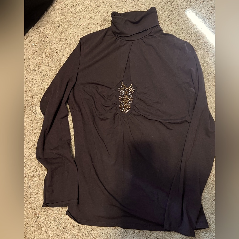Optionelle mock neck brown top